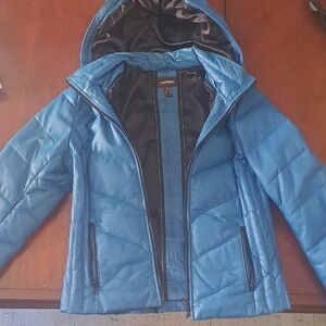 Blue Puffer Jacket with Hood